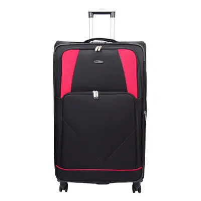 (Black, X Large Check-in Size) Expandable Four Wheel Soft Suitcase Luggage York Black