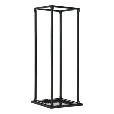 vidaXL Firewood Rack with Base Steel Black Firewood Organiser Firewood Stand