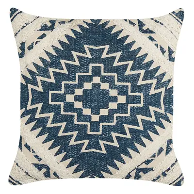 Cotton Cushion Geometric Pattern x cm Blue and Beige SAFI