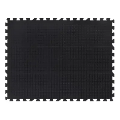 vidaXL Rubber Floor Tile Flooring Mat Interlocking Exercise Mat Black mm