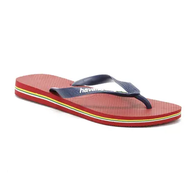 (UK 6-7) Havaianas Mens Red Brasil Logo Flip Flops