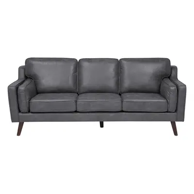 3 Seater Sofa Faux Leather Grey LOKKA