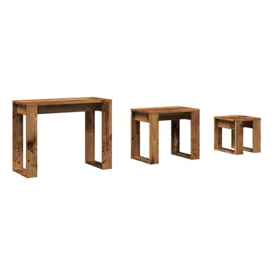 (old wood) vidaXL Nesting Tables End Side Table Nest of Table Set Engineered Wood pcs