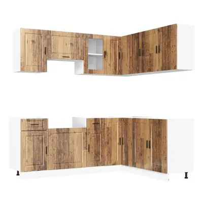 (old wood) vidaXL Piece Kitchen Cabinet Set Porto Old Wood Engineered Wood