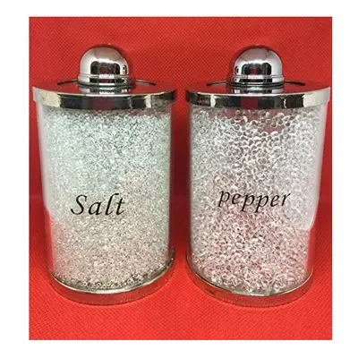 Value For Money - Fabulous Diamond Crushed & Crystal Filled Set of Salt & Pepper Storage CANISTE