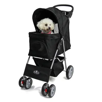 Pet Dog Puppy Stroller Pram Pushchair in Black Easipet