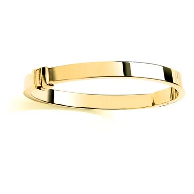 Jewelco London Ladies Yellow Gold-Plated Sterling Silver Rectangular Tube Cuff Bangle Bracelet 7