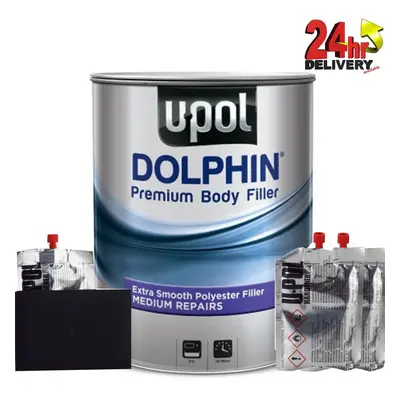 U-Pol Dolphin Car Body Filler 3ltr litre Stopper Repair Medium Finish Upol