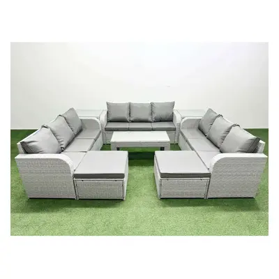 Fimous PE Rattan Lounge Sofa Set Seater Outdoor Garden Furniture Set with3 Seater Sofa Big Foots