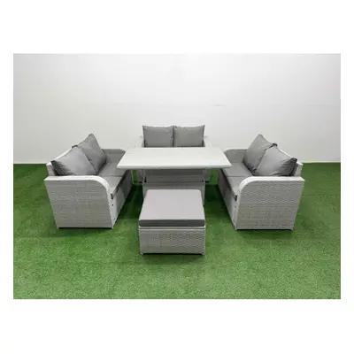 Fimous Seater PE Wicker Rattan Furniture Sofa Sets with Adjustable Lifting Dining or Coffee Tabl