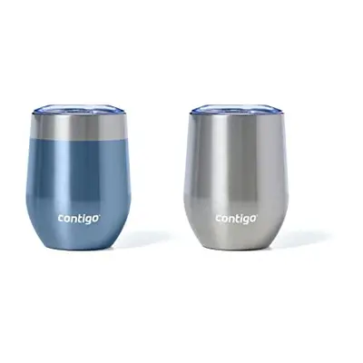 contigo River North Stainless Steel Wine Tumbler with Splash-Proof Lid, Oz, 2-Pack, Dark Ice & S