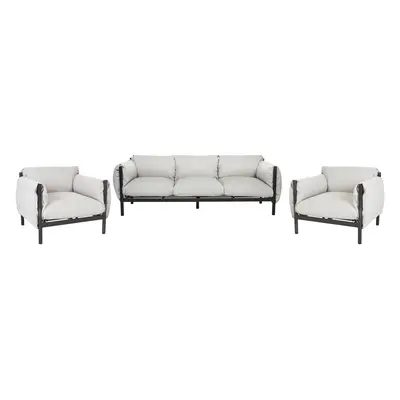 3 Seater Sofa with Armchairs ESPERIA Metal Grey