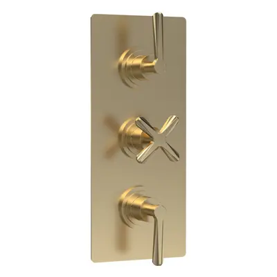 Connect Triple Concealed Crosshead Thermostatic Shower Valve with Diverter (3 Outlets) - Brushed