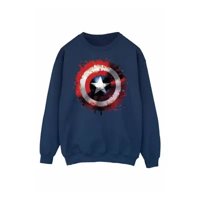 (S, Navy Blue) Marvel Mens Avengers Captain America Art Shield Sweatshirt