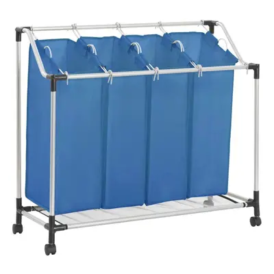 vidaXL Laundry Sorter with Bags Blue Steel