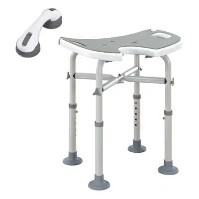 HOMCOM Aluminium Shower Stool for Elderly Disabled Non-Slip Bath Stool Grey