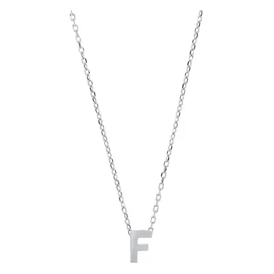 Jewelco London Ladies Sterling Silver Letter F Initial Pendant Necklace inch - GIN4F