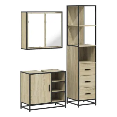 (sonoma oak) vidaXL Piece Bathroom Furniture Set Brown Oak Engineered Wood