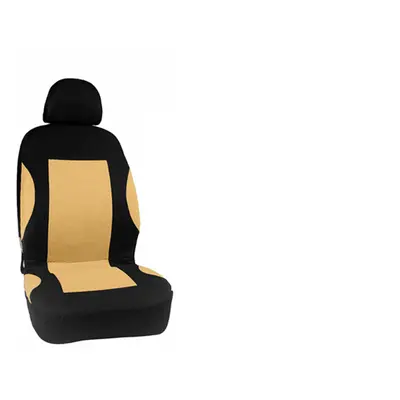 (Beige) Front Car Auto Seat Cushion Cover Protective Seat Headrest Covers Universal