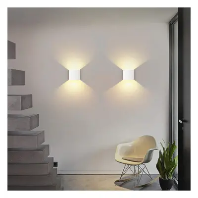 (White, Not Waterproof) 2Pcs Warm Light LED Wall Lamp Indoor/Outdoor LED Waterproof Modern Wall 