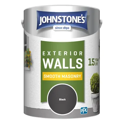 Johnstone's, Exterior Smooth Masonry Paint, Black, Up to Years Protection, Weather & Dirt Resist