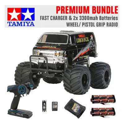 TAMIYA RC Lunch Box Black Edition 1:12 Premium Wheel Radio Bundle