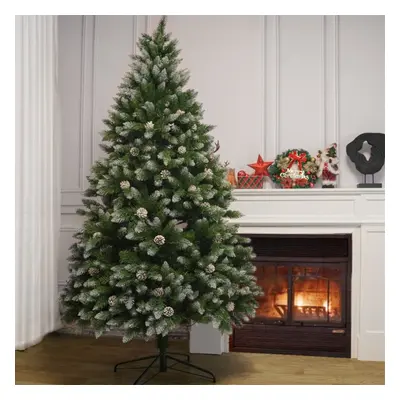 (5FT with Snowflake Spray White Belt) Abrihome Artificial Christmas Tree, Pine Cone Tree