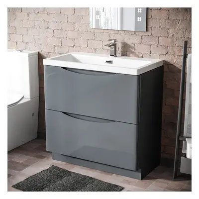 Merton Modern 800mm Grey Floorstanding Basin Vanity Unit