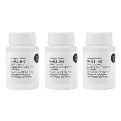 Nails.INC Nail Polish Remover Pot Trio, Formulated with Collagen to Promote Nail Strength and Gr