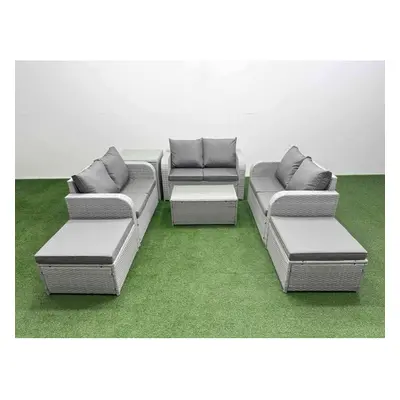 Fimous Seater PE Wicker Rattan Furniture Sofa Sets with Rectangular Coffee Table Seater Love Sof