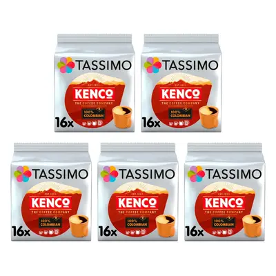 Tassimo Kenco Colombian Coffee Pods X16 (Pack of 5, Total Drinks)