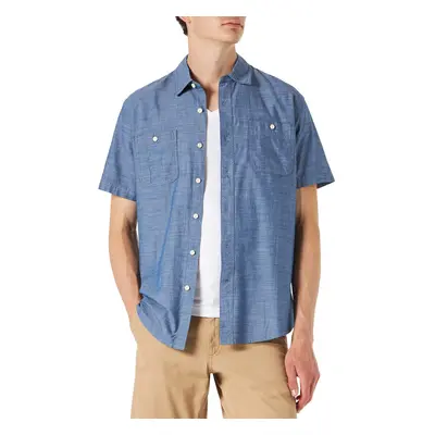 Amazon Essentials Mens Short-Sleeve chambray Shirt Blue Large