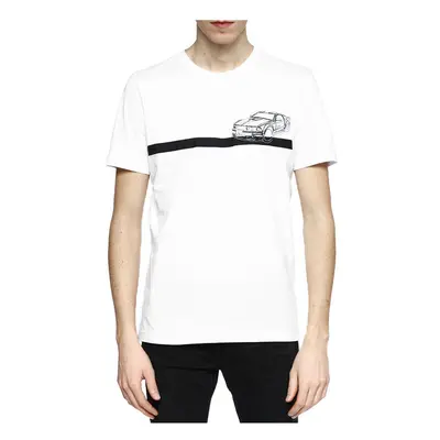 (XS) DIESEL BLACK GOLD TY STRIPESCAR Mens T-Shirt White Tee