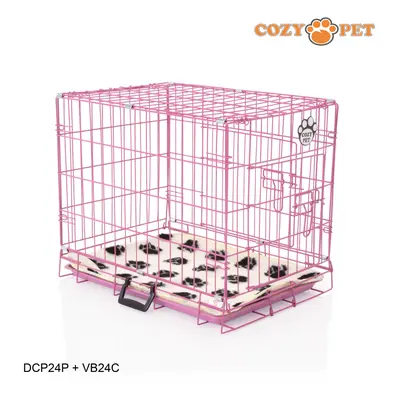 Dog Cage 24" by Cozy Pet Puppy Crate Pen Metal Cage Pink DCP24P + VB20C