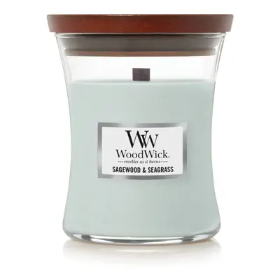 WoodWick Medium Hourglass Candle Sagewood/Seagrass - Premium Soy Blend Wax Pluswick Innovation W