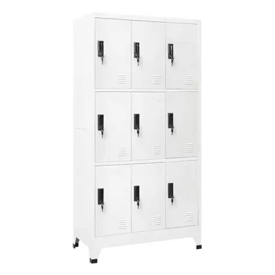 vidaXL Locker Cabinet White Steel Office Indoor Storage Filing Cabinet Locker