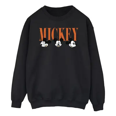 (L, Black) Disney Mens Mickey Mouse Faces Sweatshirt