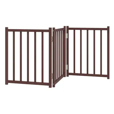 (brown oak, x x cm/ pcs) vidaXL Dog Gate with Door Foldable Dog Fence Barrier Pet Gate Solid Woo