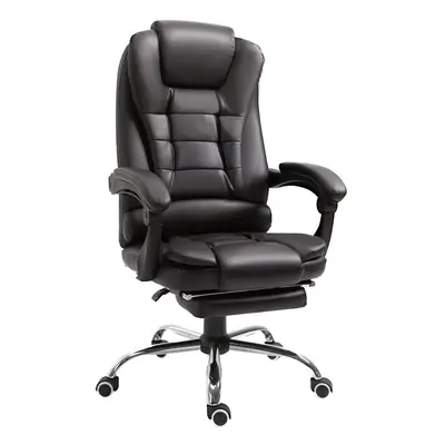 HOMCOM PU Leather Executive Office Chair with Retractable Footrest, Brown