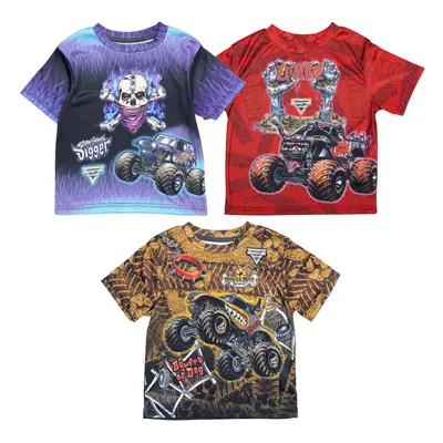 Monster Jam Zombie Son-uva Digger Mutt Toddler Boys Pack graphic T-Shirts BluegreyBrown 5T