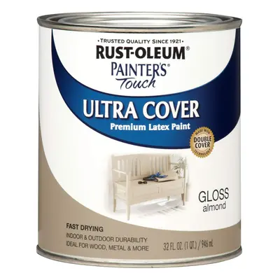 Rust-Oleum Painters Touch Brush Enamel Paint Quarts (Pack of 1) gloss Almond Fl Oz