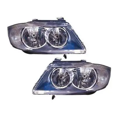 BMW Series E91 Estate 3/2005-12/2008 Black Headlights Headlamps Pair O/S & N/S