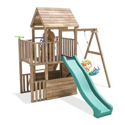 Climbing Frame - BalconyFort Single Swing Green Slide