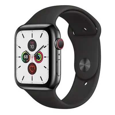 Apple Watch Series 5, 44mm Space Grey Aluminium Case, Black Sport Band, GPS & Cellular