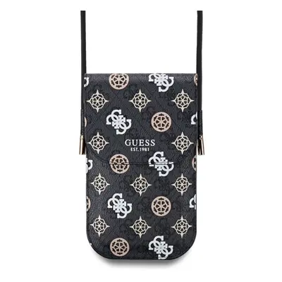 Guess PU 4G Peony Multicolour Universal Phone Pouch with Strap and Card Slot Black - GUOWBP4PEWP