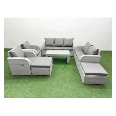 Fimous PE Rattan Garden Furniture Set Adjustable Chair Sofa Double Love Seat Seater Sofa Lounge 