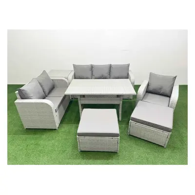 Fimous Patio PE Wicker Seater Outdoor Rattan Furniture Sofa Sets with Reclining Chair Loveseat S