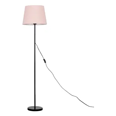 Modern Standard Floor Lamp in a Black Metal Finish with a Large Pink Tapered Light Shade