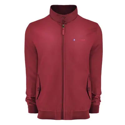 (L, Burgundy) Lambretta Mens Target Logo Shower Resistant Casual Retro Harrington Jacket Coat