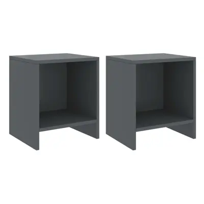 vidaXL 2x Solid Pinewood Bedside Cabinets Dark Grey cm Wooden Side Table